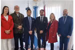 Jefe de la Sección Comercial de la Embajada de Vietnam en Argentina, Ngo Manh Khoi, los intendente de Manfredi, Patricio Olmedo, de Las Varillas, Mauro Daniele, y la Profesora Marcia Daniele, Directora del Instituto Superior de Estudios Orientales (ISEO) en la actividad.