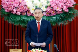 El secretario general del Partido Comunista y presidente de Vietnam, To Lam, en una sesión de trabajo con el Consejo Teórico Central para el mandato 2026-2031. (Foto: VNA)