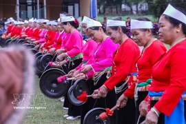 Espectáculo con los gong en Phu Tho (Foto: VNA)