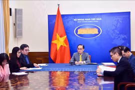 El secretario del Comité Central del Partido Comunista de Vietnam (PCV) y ministro de Relaciones Exteriores, Le Hoai Trung, sostuvo hoy una conversación telefónica con el titular para Europa y de Asuntos Exteriores de Francia, Jean-Noël Barrot, para fortalecer la asociación estratégica integral entre ambos países. (Foto: VNA)