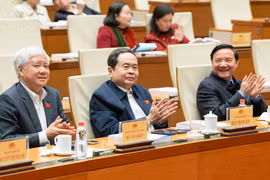 El presidente de la Asamblea Nacional, Tran Thanh Man, y el vicepresidente permanente del Parlamento, Do Van Chien en la conferencia (Foto: VNA)