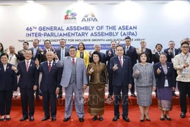 El presidente de la Asamblea Nacional de Vietnam, Tran Thanh Man, junto con los jefes de delegación de los Parlamentos miembros de la AIPA. (Foto:VNA)