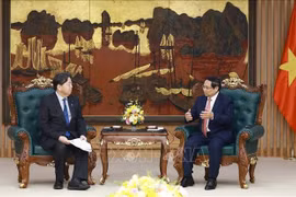 El primer ministro de Vietnam, Pham Minh Chinh, recibe al ministro japonés de Asuntos Internos y Comunicaciones, Hayashi Yoshimasa (Foto: VNA)