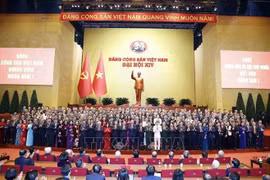 Comité Central del Partido Comunista de Vietnam del XIV mandato se presenta ante el Congreso. (Foto: VNA)