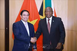El primer ministro vietnamita, Pham Minh Chinh, y el presidente sudafricano, Cyril Ramaphosa. (Foto: VNA)