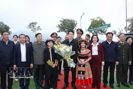 El presidente de Vietnam, Luong Cuong, en la ceremonia de lanzamiento del movimiento de plantación de árboles en la provincia norteña de Lao Cai. (Foto: VNA)