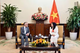 La viceministra de Relaciones Exteriores de Vietnam, Le Thi Thu Hang, recibe a Benoit Guidée, director general del Departamento Asia-Australia del Ministerio de Asuntos Exteriores de Francia. (Foto: VNA)