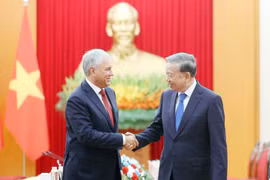 El secretario general To Lam y el presidente de la Duma rusa Vyacheslav Volodin acordaron impulsar la cooperación en energía, comercio y tecnología durante su encuentro en Hanoi. (Foto: VNA)