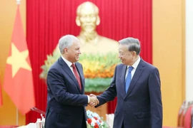 El secretario general To Lam y el presidente de la Duma rusa Vyacheslav Volodin acordaron impulsar la cooperación en energía, comercio y tecnología durante su encuentro en Hanoi. (Foto: VNA)