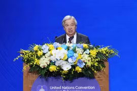 El secretario general de la ONU, António Guterres, en la firma de la Convención contra la Ciberdelincuencia. (Foto: VNA)