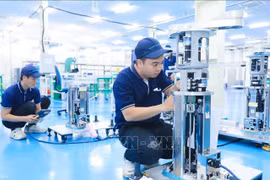 Línea de ensamblaje de robots de transporte de obleas en la industria de semiconductores. (Foto: VNA)