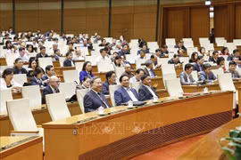 El secretario general del Partido Comunista de Vietnam, To Lam, y el primer ministro Pham Minh Chinh en la sesión. (Foto: VNA)