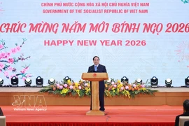 El primer ministro de Vietnam, Pham Minh Chinh, preside una recepción en honor al cuerpo diplomático acreditado en el país, con motivo del Año Nuevo 2026 y el tradicional Tet. (Foto: VNA)