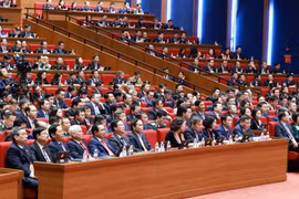 Delegados estudian documentos presentados al XIV Congreso Nacional del PCV (Foto: VNA)