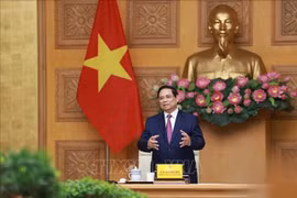 El primer ministro de Vietnam, Pham Minh Chinh, habla en la cita (Foto: VNA) 