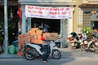 Numerosas personas, hogares, empresas, agencias y unidades llevan de forma proactiva suministros a los puntos de recepción de socorro. Foto: VNA