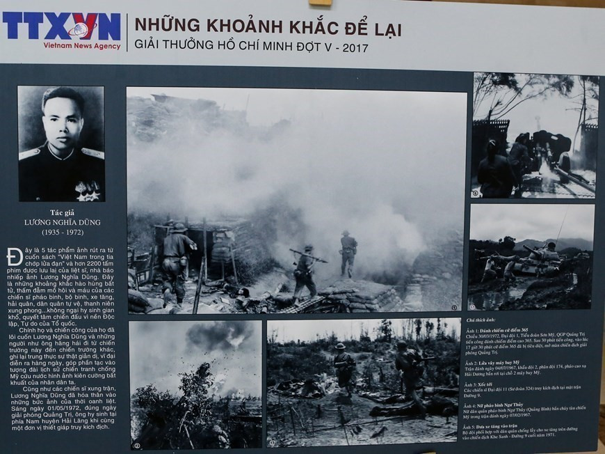 El periodista mártir Luong Nghia Dung fue homenajeado con ambos galardones: el Premio Ho Chi Minh y el Premio Estatal de Literatura y Arte. En la imagen: Serie “Momentos inolvidables”, galardonada con el Premio Ho Chi Minh en 2017. (Foto: VNA)