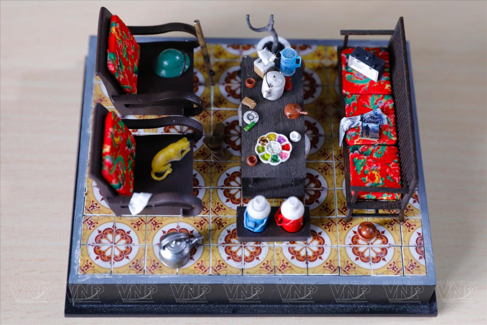 Modelo de la sala de estar de una casa antigua en Hanoi. (Foto: VNA)