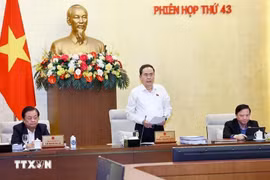 El presidente de la Asamblea Nacional, Tran Thanh Man, interviene en el evento. (Fuente: VNA)