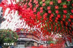 Una calle de Hanoi repleta de banderas nacionales. (Foto: VNA)