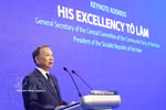 El secretario general del Comité Central del Partido Comunista de Vietnam y presidente del país, To Lam, pronunció un discurso principal en el XXIII Diálogo Shangri-La en Singapur el 29 de mayo. (Foto: VNA)