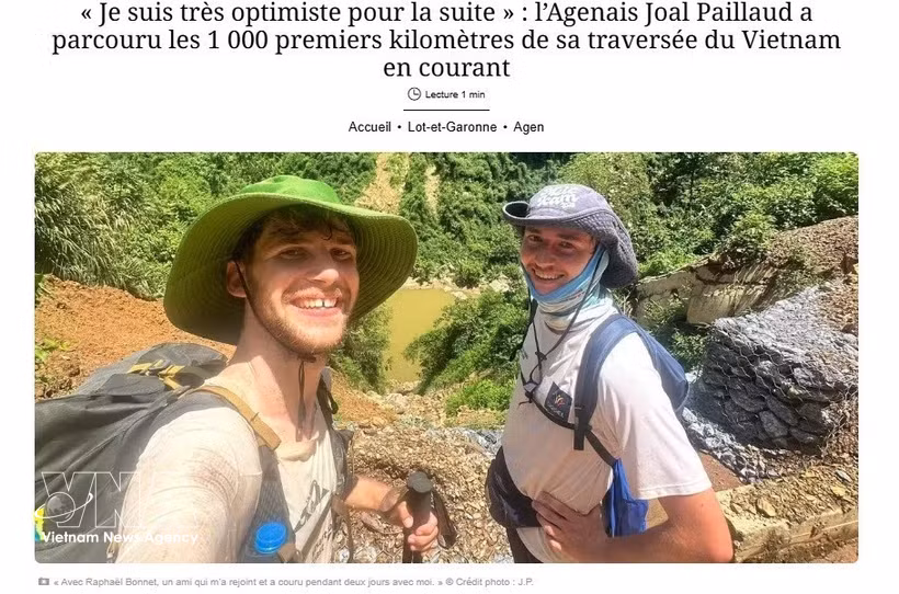 El 8 de julio se publicó un artículo sobre la inspiradora historia de Joal Paillaud en el diario Sud Ouest. (Foto: VNA)