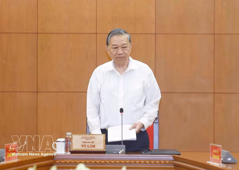 El secretario general del Partido Comunista de Vietnam, To Lam, interviene en la cita (Foto: VNA)