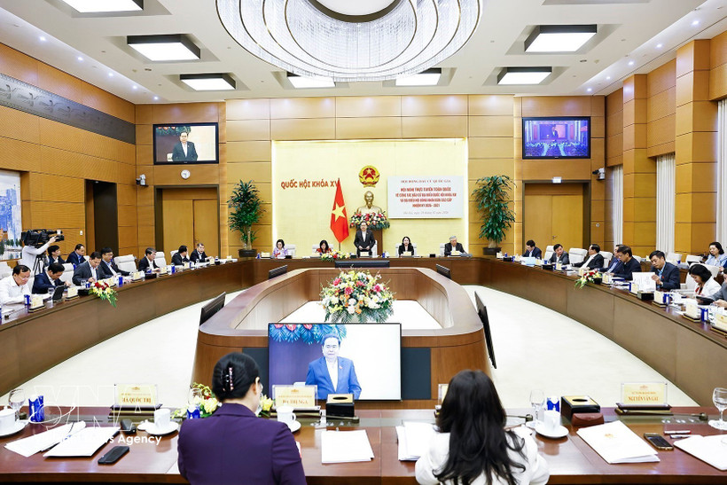 El presidente de la Asamblea Nacional de Vietnam, Tran Thanh Man, interviene en la cita (Foto: VNA)