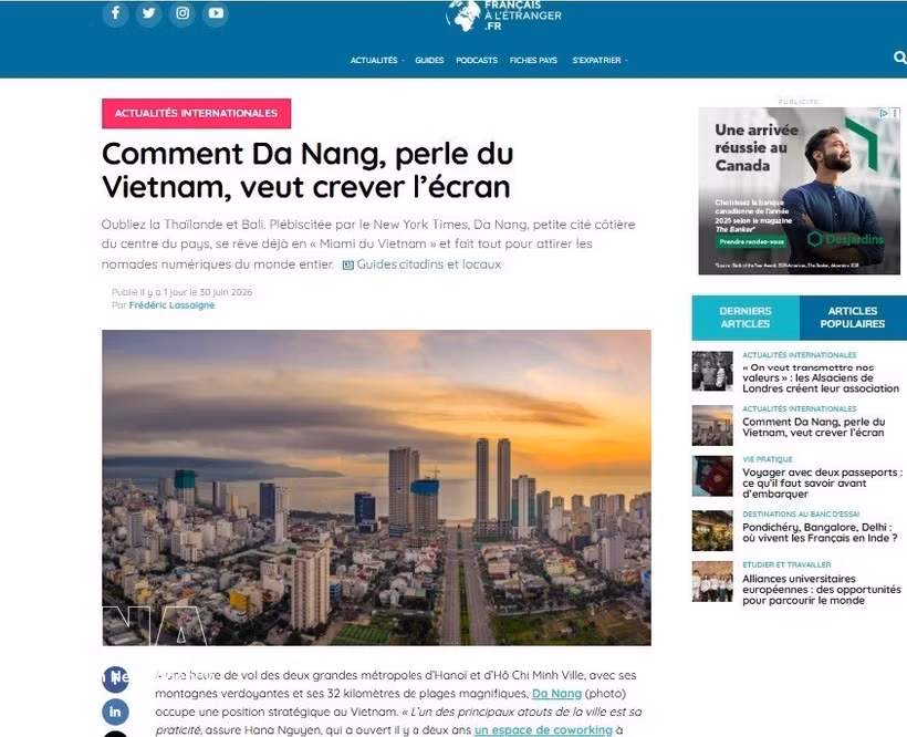Artículo publicado en la revista Journal des Français à l'étranger (Foto: VNA)