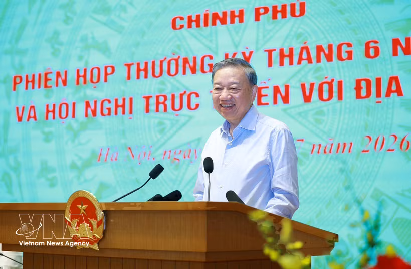El secretario general del Partido Comunista y presidente de Vietnam, To Lam, interviene en la cita (Foto: VNA)