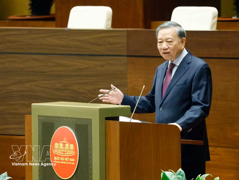 El secretario general del Partido Comunista y presidente de Vietnam, To Lam, interviene en la cita. (Foto: VNA)