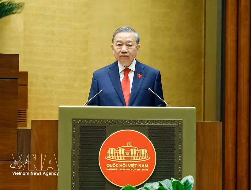 El secretario general del Partido Comunista de Vietnam y presidente de la República, To Lam, interviene en la cita (Foto: VNA)
