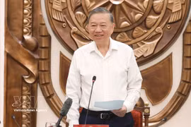 El secretario general del Partido Comunista y presidente de Vietnam, To Lam, habla en la reunión. (Foto: VNA)