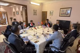 El embajador de Vietnam en Daca, Nguyen Manh Cuong, preside la reunión. (Fuente: VNA)