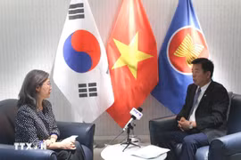 El embajador de Vietnam en Corea del Sur, Vu Ho, al conceder una entrevista a la Agencia Vietnamita de Noticias. (Fuente: VNA)