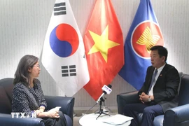 El embajador de Vietnam en Corea del Sur, Vu Ho, al conceder una entrevista a la Agencia Vietnamita de Noticias. (Fuente: VNA)