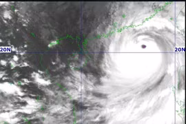 El centro de la tormenta a las 16:00 horas del 23 de septiembre. (Foto: VNA)