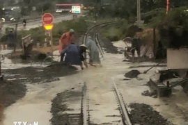 Cancelan trenes por inundaciones en Vietnam. (Foto: VNA)