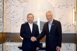 El secretario general del Partido Comunista de Vietnam y presidente de la República, To Lam, y el ministro principal y asesor principal del Partido de Acción Popular (PAP) y exprimer ministro de Singapur, Lee Hsien Loong. (Foto: VNA)