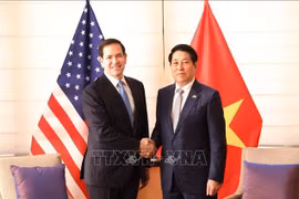 El presidente de Vietnam, Luong Cuong, sostiene un encuentro con el secretario de Estado de Estados Unidos, Marco Rubio. (Fuente: VNA)