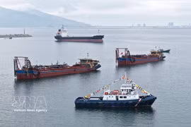 La zona donde se está llevando a cabo el proyecto de inversión para la construcción del puerto de contenedores de Lien Chieu. Foto: VNA