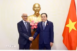 El presidente de la Asamblea Nacional de Vietnam, Tran Thanh Man, y el titular de la Cámara de Representantes de Marruecos, Rachid Talbi Alami. (Fuente: VNA)