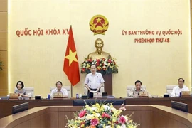 El presidente de la Asamblea Nacional de Vietnam, Tran Thanh Man, habla en la inauguración de la 48.ª reunión del Comité Permanente del Parlamento. (Fuente: VNA)