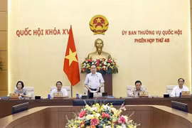 El presidente de la Asamblea Nacional de Vietnam, Tran Thanh Man, habla en la inauguración de la 48.ª reunión del Comité Permanente del Parlamento. (Fuente: VNA)
