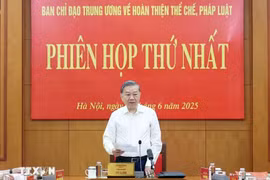 El secretario general del Partido Comunista de Vietnam, To Lam, habla en la reunión. (Fuente: VNA)