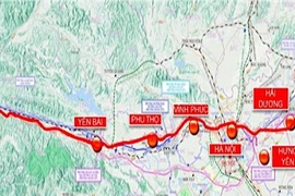 El mapa de la ruta ferroviaria Lao Cai – Hanoi – Hai Phong. (Fuente: baodautu.vn)