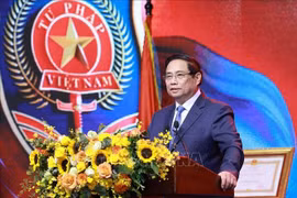 El primer ministro de Vietnam, Pham Minh Chinh, habla en el evento. (Fuente: VNA)