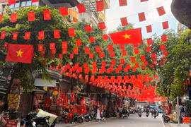 Muchas calles de Hanoi decoradas con banderas nacionales. (Fuente: VNA)