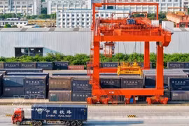 Las mercancías se recogen en el puerto ferroviario internacional de Nanning, Guangxi, antes de ser transbordadas a Vietnam mediante trenes intermodales Vietnam-China. (Foto: VNA)
