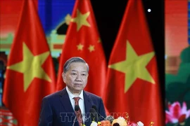 El secretario general del Partido Comunista de Vietnam, To Lam, habla en el encuentro. (Fuente: VNA)